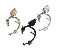 Abaodam 3 pièces Gothic Ear Cuff Clips Vintage Punk Dragon Style Non-piercing Earrings Set For Women