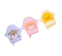 Abaodam 3 pièces Moufles de Bain Bébé Garçon Fille Éponge Douce Coloris Assortis Jaune Bleu Rose Adaptées et Lavables et Sûres pour Peau Sensible Suspension Pratique