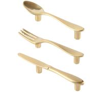 Abaodam 3 Pièces Poignée de Meuble Style Fourche Cuillère | Finition Argentée, Noir Mat ou Bronze, Surface Lisse Polie, pour Tiroirs et Chambres D'garçon et Filles