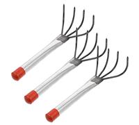Abaodam 3 Pièces Râteau de Jardin Acier Outil de Détente Sol à Quatre Dents pour Jardiniers et Plage Outil de Creusement pour Coquillages et Arachides
