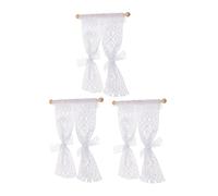 Abaodam 3 pièces Rideaux Miniatures Dentelle pour Maison de Poupée pour Décoration de Scènes Réalistes Mini Maison Accessoires et Dentelle Modèle Élégant pour Bricolage et Décoration