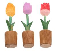 Abaodam 3 Pièces Sculpture Tulipe en Bois, Décoration | Léger et Portable, Artisanat Soigné, pour Salon et Décor Printanier de Ferme, Centre de Table Raffiné