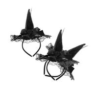 Abaodam 3 pièces Serre-tête Sorcière Halloween avec Chapeau Pailleté et Dentelle Noire Accessoire Léger pour Costume Femme Fille Fête Cosplay et Déguisement
