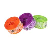 Abaodam 3 Rouleaux Ruban Halloween en Polyester Motif Toile D'araignée Résistant la Décoloration pour Loisirs Créatifs et Décoration Festive de Fête D'halloween