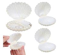 Abaodam 30 Pièces Boîtes à Bonbons en Coquillage Blanc en Plastique Pp, Petites Boîtes de Rangement Couvercle, pour Fêtes de Noël et Occasions Joyeuses