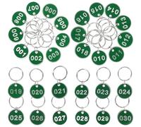 Abaodam 30 pièces Lot de Étiquettes Numérotées Rondes Alliage Aluminium Vert avec Porte-clés Résistantes et Durables pour Identification et Organisation Restaurants Commerces et Maisons
