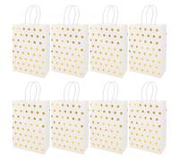 Abaodam 30 pièces Sacs Papier à Pois Dorés avec Poignées Lot de Kraft pour Emballage Bijoux Cadeaux et Fêtes Design Élégant pour Mariage Shower et Anniversaire