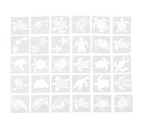 Abaodam 30 Pochoirs Tortue Réutilisables pour Peinture, Modèle Océanique 30 Pièces, Pochoir de Dessin Animal Marin en Plastique, Kit Créatif pour Scrapbooking et Décoration Murale