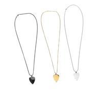 Abaodam 3pièces Collier Pendentif Médiator Guitare Acier Inoxydable Titane Bijou Musical pour Guitaristes Homme Femme Accessoire Cadeau