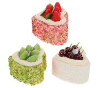 Abaodam 3pièces Gâteaux Artificiels Simulacre De Fruits Décoration Romantique Forme De Cœur pour Photographie Et Fête Accessoire De Cuisine Élégant