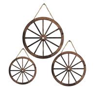 Abaodam 3pièces Roues Bois Décoration Murale pour Salon Roue Bois Art Mural Décoratif Décoration Murale Vintage Suspension Décorative Ronde