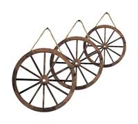 Abaodam 3pièces Roues Bois Décoration Murale Salon Art Mural Décoratif Vintage Suspension Murale Décorative Roue Ronde Pour Intérieur