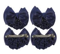 Abaodam 4 Pcs Barrettes à Nœud en Filet à Cheveux Bleu pour Femmes et Filles, Effet Décoratif Élégant en Tissu Oxford et Métal, pour Occasions Formelles et Décontractées
