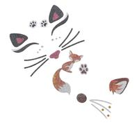 Abaodam 4 Pièces Autocollants Visage Animaux Pailletés Stickers Déco Yeux Chat et Renard Facile à Appliquer pour Fêtes et Halloween