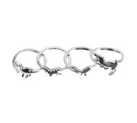 Abaodam 4 pièces Bague Dinosaure Ajustable Argent Femme Stylée Parure Mode Cadeau Élégant
