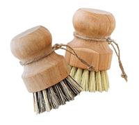 Abaodam 4 pièces Brosse Vaisselle Petite Ronde Bois Brosse Nettoyage Cuisine Récurer Pot Wok Évier sans Rayure Écologique Polyvalent