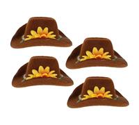 Abaodam 4 Pièces Chapeaux Miniatures pour Petits Animaux avec Décoration Chapeaux de Cowboy Ajustables Feutre pour Hamsters Cochons Dinde Poulets et Oiseaux Accessoire et pour et Photos