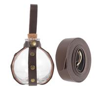 Abaodam 4 Pièces Flacon de Potion Sphérique en Verre avec Bouchon de Liège et Étui en Cuir Marron, Portable et Antidérapant, Accessoire Décoratif pour Cosplay et Spectacle