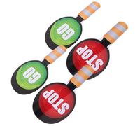 Abaodam 4 Pièces Jouets Signalisation Routière pour Garçon Fille Panneaux de Sécurité Rouge Vert avec Poignée pour Enseignement Sécurité Routière Classe et Jeux