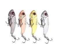 Abaodam 4 pièces Leurres Métalliques Longue Portée Appâts Séquins Durables Outils Fresh Water et Mer Couleurs Doré Gris et Résistant pour Extérieure