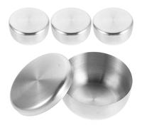 Abaodam 4 Pièces Lot de 4 Bols à Raser en Acier Inoxydable 304 Bol Multifonction Rond 8,5 Cm avec Couvercle pour Crème à Raser et Mousse pour Hommes Robuste pour Rasage Cuisine