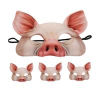 Abaodam 4 pièces Masque Cochon Demi-visage Halloween EVA Lot de Masques Animaux Cartoon pour Carnaval Fête Costume Cosplay et Créatif
