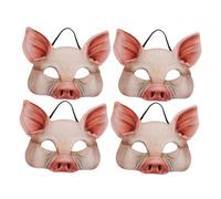 Abaodam 4 pièces Masque Demi-visage Cochon EVA Léger pour Costume Halloween Carnaval Masque Animalier Cosplay Unisexe Confortable et Polyvalent pour Fête et Déguisement