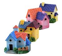 Abaodam 4 pièces Mini Maison Résine Miniature Décoration de Jardin Européen Style Campagne Ornement Stable pour Bureau Balcon Pelouse et Scène Miniature