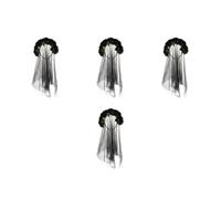Abaodam 4 Pièces Serrage-tête Voile Décoratif Noir en Dacron Design Rose pour Carnaval et Festival, Accessoire de Maquillage Halloween pour Femme