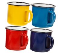 Abaodam 4 pièces Vintage Enamel Mugs Set Portable Camping Cups For Tea Milk Retro Outdoor Drinkware In Peacock