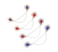 Abaodam 4 Pièces Vintage Teardrop Rhinestone Cardigan Clips Alloy Shawl Chain Collar Pins With Tassel Brooches For Women And