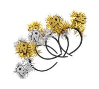 Abaodam 4 Pièces Year Headband Set With Glitter Tinsel Festive Party Hair Accessories For Women Holiday Celebration Headwear For Christmas And Year's Eve