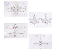 Abaodam 4 Sets Autocollants Paillettes Argentées Corps Poitrine, Bijoux de Corps en Acrylique, Décoration Festival et Bars, Accessoire DIY pour Fête