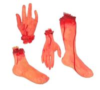 Abaodam 4pcs Accessoires d'halloween Mains et Pieds Coupés en Vinyle Effrayants pour Décoration de Fête d'halloween et Chambre Secrète Accessoire de Performance Horreur
