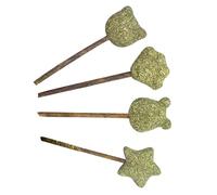 Abaodam 4pcs Sucette à l'herbe à Chat Naturelle pour Chatons et Chats, Friandises Saines D'étoile et d'ours, Favorisant la Digestion et L'énergie Ludique