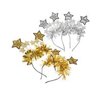 Abaodam 4pièces Serre-tête Étoile Paillette pour Nouvel An Bandeau de Fête pour Réveillon Accessoire Cheveux Noël Décorations Veille de Noël