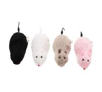Abaodam 4pièces Souris Peluche à Remonter pour Chat Et Chien Jouet avec Mécanisme Mécanique Souris Réaliste pour Divertissement Animal