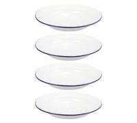 Abaodam 5 Pièces Assiette Émaillée Blanche Stable en Émail Rétro Facile à Nettoyer pour Snacks et Noix Thé de L'après- ou L'hôtel