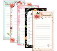 Abaodam 5 Pièces Bloc-notes Magnétique, Papier Floral, Liste Courses | Papier, Motif Floral Élégant, Grosse Aimantation, Organisation des Notes et Messages sur Porte Métallique Style Aléatoire