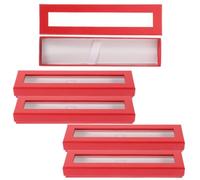 Abaodam 5 Pièces Boîte à Stylos Simple Rouge en Papier, Fenêtre Claire | Coffret Vide pour Stylo, Léger et Facile à Transporter, pour Voyage D'affaires, Carton Présent