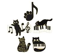 Abaodam 5 pièces Broches Émail Chat Noir Mignon avec Notes de Musique Épingles Décoratives pour Sacs à Dos et Vêtements Accessoires Mode Créatifs