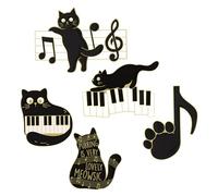 Abaodam 5 pièces Lot de Broches Émail Chat Musical Broche Note de Musique Cartoon Pins pour Sac à Dos Vêtements Accessoires Mode