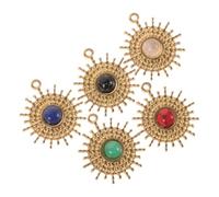 Abaodam 5 pièces Pendentifs Pierre Naturelle Soleil Inoxydable pour Création Bijoux DIY Breloques Légères et Durables pour Boucles Oreilles et Colliers