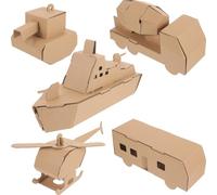 Abaodam 5 pièces Puzzle Éducatif Papier Construction Créatif pour Garçon Fille Modèles Hélicoptère Voiture Tank sous-Marin et Bus Jeu Manuel Éducatif pour Développer Créativité et