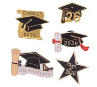 Abaodam 5pièces Épinglettes de Remise de Diplôme Cinq Broches Émaillées Félicitations aux Diplômés Souvenirs pour Fête des Diplômés Chapeau et Diplôme