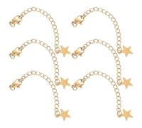 Abaodam 6 pièces Chaîne Extension Inoxydable avec Fermoir Homard Rallonge pour Bracelets et Colliers Accessoires pour Fabrication et Réparation de Bijoux Plaqué Or avec Breloques Étoile
