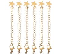Abaodam 6 pièces Lot de Chaînes Rallonge Inoxydable avec Fermoir Mousqueton Extensions Réglables pour Bracelets et Colliers Finition Brillante Plaquée Or avec Breloque Étoile Accessoires
