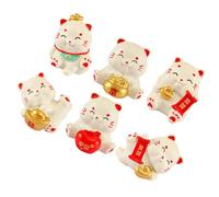 Abaodam 6 Pièces Miniatures Chats Chance Résine Figurines Décoratives pour Jardin Miniature Maison de Poupée Gâteau et Voiture Ornement Animal Adorable