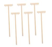 Abaodam 6 Pièces Outils de bac à Sable Sol râteau à bac à Sable Artisanat aménagement paysager Jouer saleté râteau d'artisan Mini râteaux Jouets Mini râteau pour Le Jardinage en Bois Beige