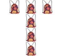 Abaodam 6 Pièces Paquet à Dos à Cordon Halloween Citrouille pour Garçon et Filles, Polyester Étanche, Robuste et Lavable, pour Camping et Présents de Bonbons